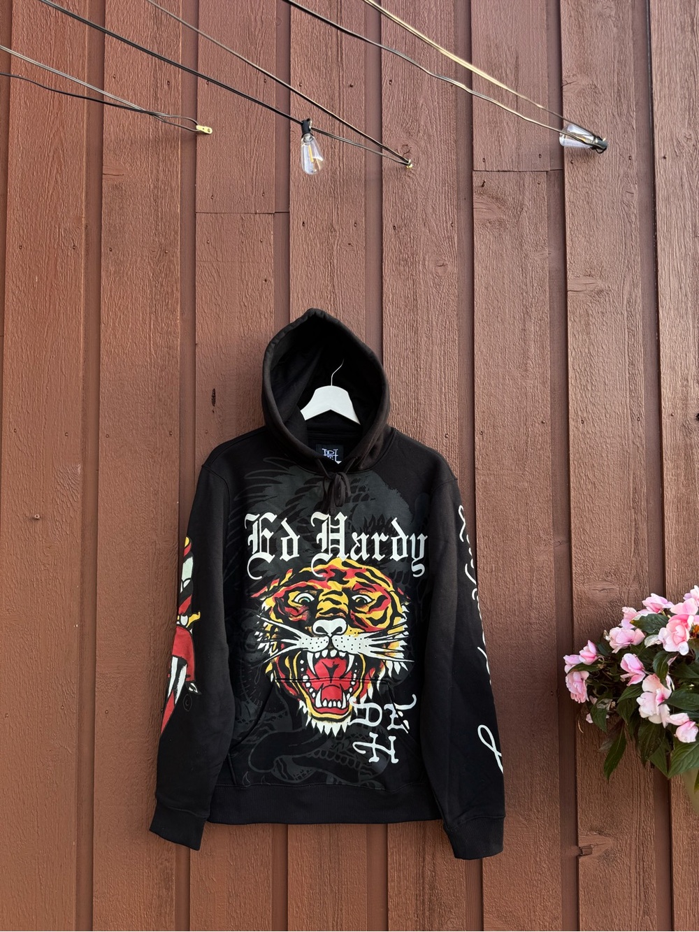 Ed Hardy Tiger Graphic Hoodie Black Men’s Size S